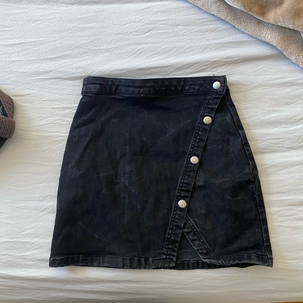 Free People Black Denim Mini Skirt - Picture 2 of 5